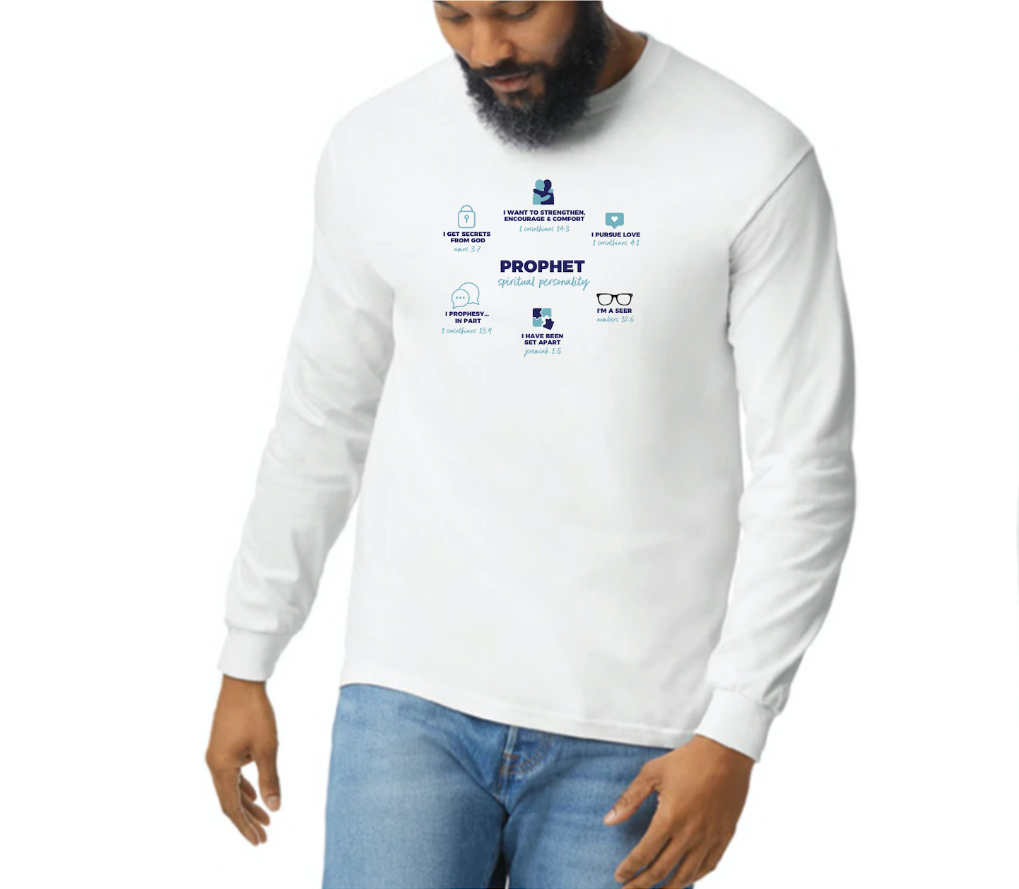 PROPHET DEFINED long sleeve white t-shirt