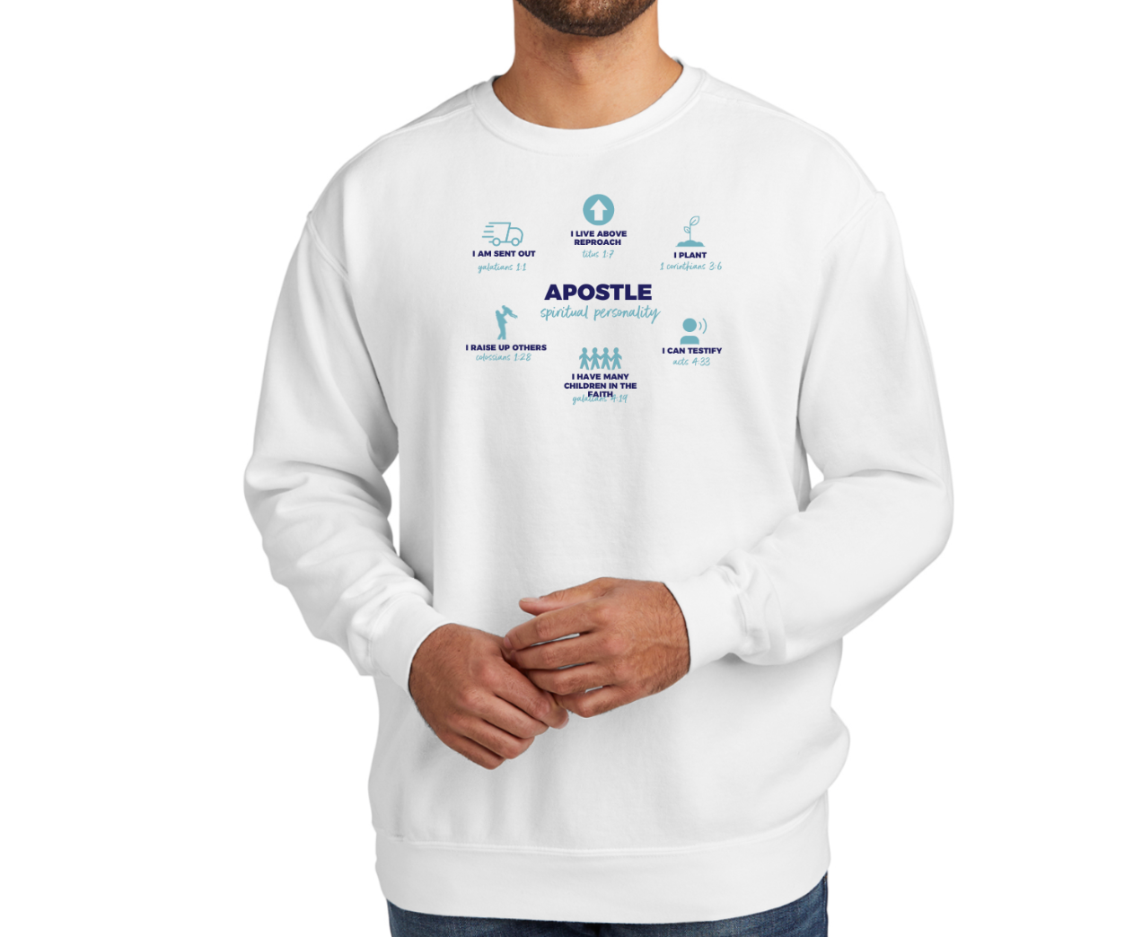 APOSTLE DEFINED luxury white sweatshirt