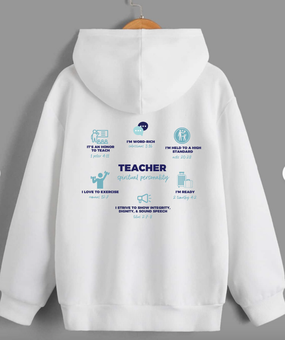 TEACHER DEFINED white hoodie