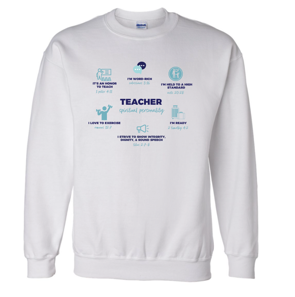 TEACHER DEFINED white sweatshirt
