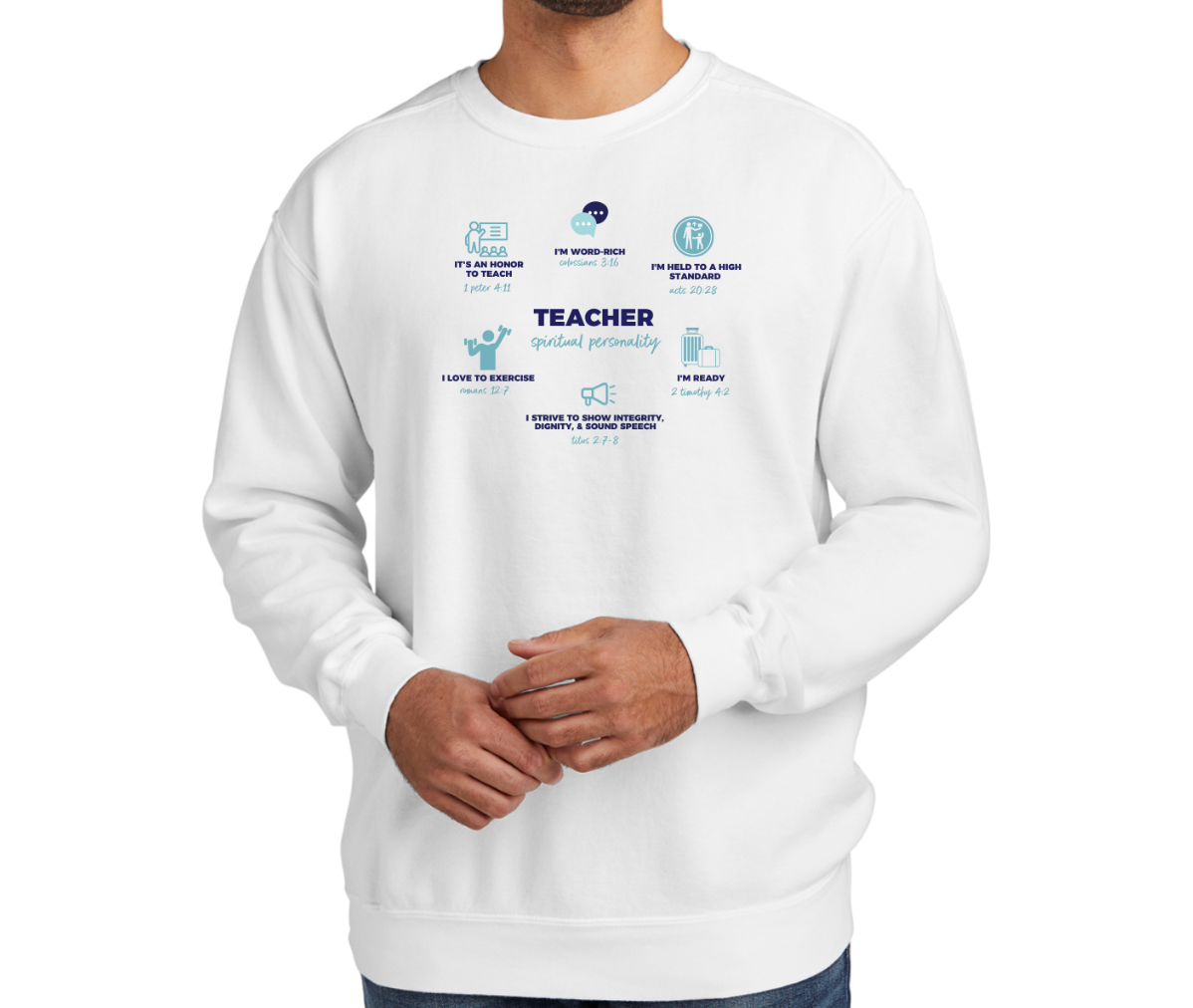TEACHER DEFINED luxury white sweatshirt