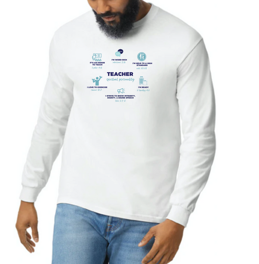 TEACHER DEFINED long sleeve white t-shirt