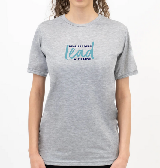LEAD WITH LOVE women's grey t-shirt